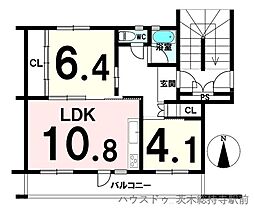 富田第二住宅75棟 2LDKの間取図画像
