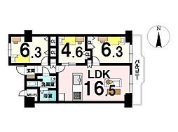 阪急東茨木白川高層住宅8号棟 3LDKの間取図画像