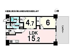 ローレルハイツ茨木総持寺第2号棟 2LDKの間取図画像