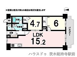 ローレルハイツ茨木総持寺第2号棟 2LDKの間取図画像