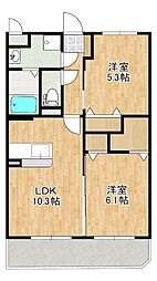 クレスト見次 2LDKの間取図画像