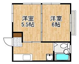 白金原ハイツ 2DKの間取図画像