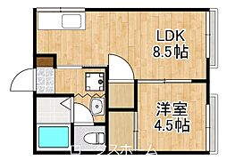 さくらアパートA棟 1LDKの間取図画像