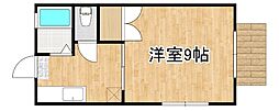 エクセルB 1Kの間取図画像