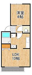 シティーハイム住吉 1LDKの間取図画像