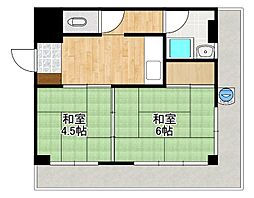 南林寺ステーションビル 2Kの間取図画像