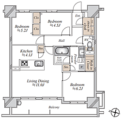 アルファゲートタワー福山駅前 3LDKの間取図画像