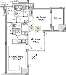 シティタワー池袋ウエストゲート 2LDKの間取図画像