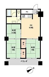 ハイツ日本海 3DKの間取図画像