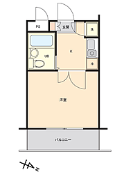 共立リライアンス八王子2 1Kの間取図画像