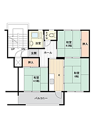 三枝木台住宅8号棟 3Kの間取図画像