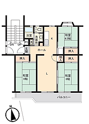 花見川ライオンズプラザ4号棟 3LKの間取図画像