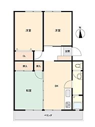 名田橋ハイツ 3DKの間取図画像