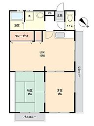 オーシャン徳力 2LDKの間取図画像