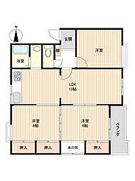 福寿コーポ青山2号 3LDKの間取図画像