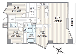 三愛シティライフ香椎 3LDKの間取図画像