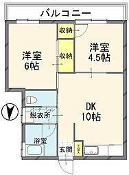 泉台マンション 2DKの間取図画像