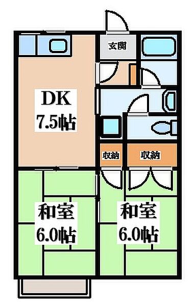 アイケイハイツ高井田A棟 ｜大阪府東大阪市高井田(賃貸アパート2DK・2階・40.00㎡)の写真 その2