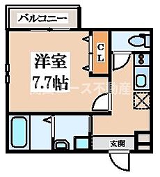 フジパレス俊徳道EAST 2階1Kの間取り