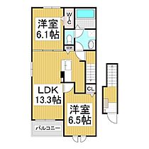 Ｄ・Ｋ　カクモII  ｜ 長野県岡谷市今井（賃貸アパート2LDK・2階・59.55㎡） その2