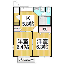 ディアスせせらぎ  ｜ 長野県岡谷市今井（賃貸アパート2K・2階・42.36㎡） その2