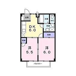 竜ケ崎ハイツ 2DKの間取図画像