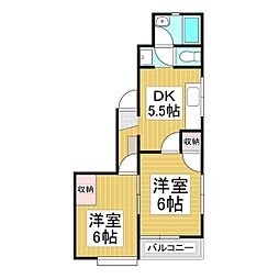 メゾンエソール 2DKの間取図画像