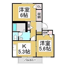 コーポ・リーブズ 2Kの間取図画像