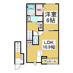 コンフォーティア中洲III 1LDKの間取図画像