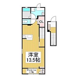 リアン・ソレイユ ワンルームの間取図画像