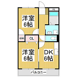 サープラス藤 2DKの間取図画像