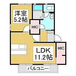 パストラル宮下B 1LDKの間取図画像