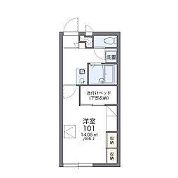レオパレスくずい2 1Kの間取図画像