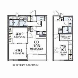 レオパレスケンズスター 2DKの間取図画像