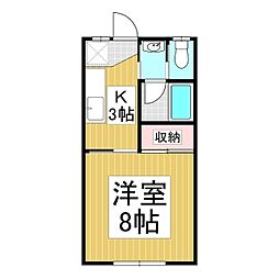 コーポ清水 1Kの間取図画像