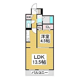 コンフォーティア中洲A 1LDKの間取図画像
