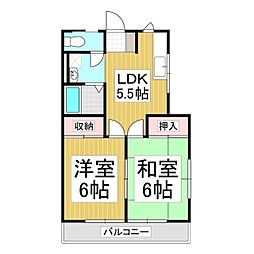 ハイツオアシス 2DKの間取図画像