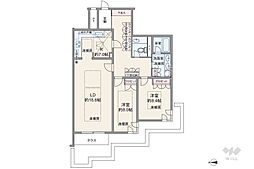 ミュゼ白金長者丸 2LDKの間取図画像