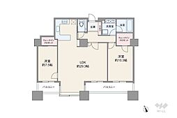 東京ツインパークスレフトウイング 2LDKの間取り