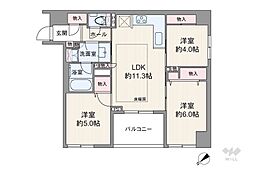 サンウッド東京茅場町パークフロント 3LDKの間取図画像