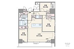 ザパークワンズ日本橋人形町 3LDKの間取り