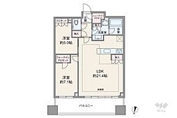 パークタワー勝どきサウス 2LDKの間取図画像