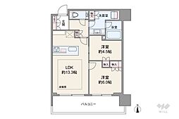 リビオタワー品川 2LDKの間取図画像