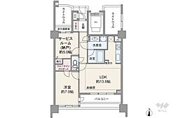 クレッセントしながわ公園ビュータワー 1SLDKの間取図画像