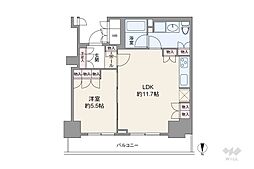 品川タワーフェイス 1LDKの間取図画像