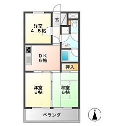 アクセス11 4階3DKの間取り