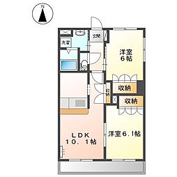 ブリリアントガーデンＢ 2階2LDKの間取り