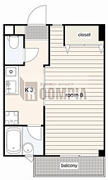 KENSINGTON 1Kの間取図画像