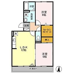 エスパス寺島 1階2LDKの間取り