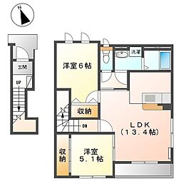 ルクプル 2階2LKの間取り